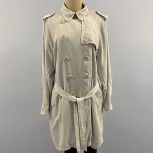 NWOT Sundance Hepburn Tan Khaki Double Breasted Trench Coat Size Large.